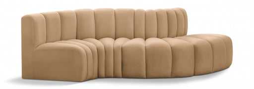 Meridian Furniture - Arc Velvet 4 Piece Sectional in Camel - 103Camel-S4D - GreatFurnitureDeal