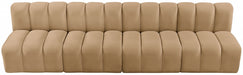 Meridian Furniture - Arc Velvet 4 Piece Sectional in Camel - 103Camel-S4E - GreatFurnitureDeal