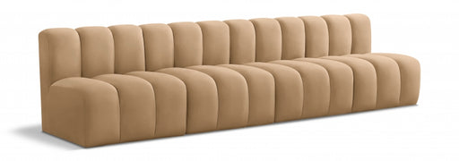 Meridian Furniture - Arc Velvet 4 Piece Sectional in Camel - 103Camel-S4E - GreatFurnitureDeal