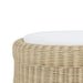 Bramble - Newport in Rattan Natural Round Small Ottoman w/ w/ Arctic White Performance Fabric - 28456RNATSF204---- - GreatFurnitureDeal