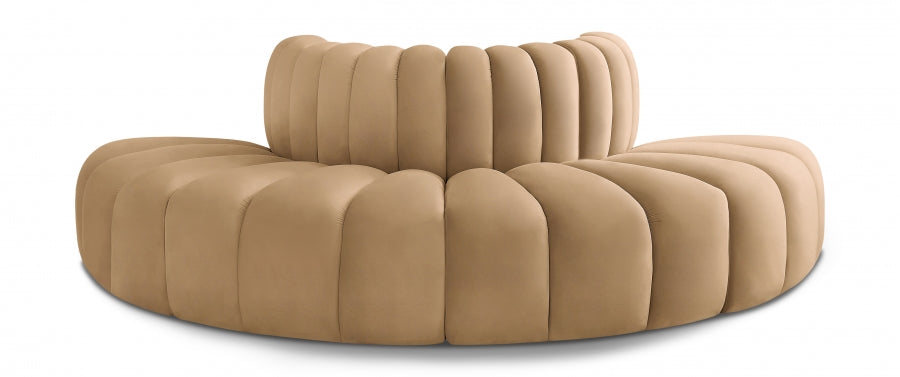 Meridian Furniture - Arc Velvet 4 Piece Sectional in Camel - 103Camel-S4G - GreatFurnitureDeal