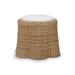 Bramble - Newport in Rattan Natural Round Small Ottoman w/ w/ Arctic White Performance Fabric - 28456RNATSF204---- - GreatFurnitureDeal
