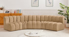 Meridian Furniture - Arc Velvet 5 Piece Sectional in Camel - 103Camel-S5A - GreatFurnitureDeal