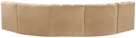 Meridian Furniture - Arc Velvet 5 Piece Sectional in Camel - 103Camel-S5A - GreatFurnitureDeal