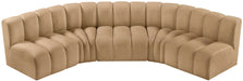 Meridian Furniture - Arc Velvet 5 Piece Sectional in Camel - 103Camel-S5A - GreatFurnitureDeal