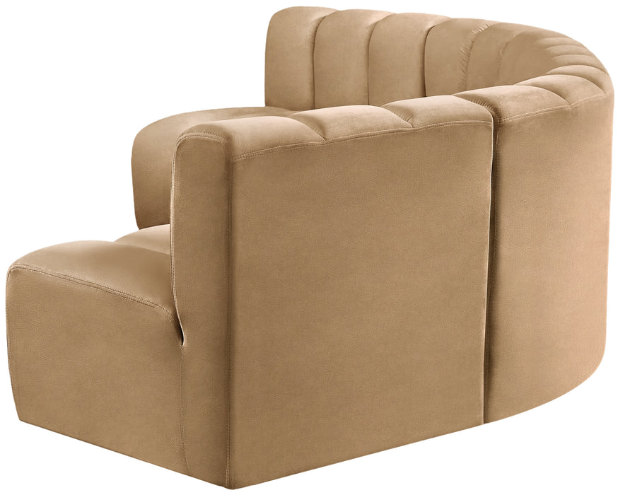 Meridian Furniture - Arc Velvet 5 Piece Sectional in Camel - 103Camel-S5A - GreatFurnitureDeal