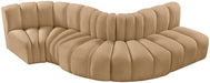 Meridian Furniture - Arc Velvet 5 Piece Sectional in Camel - 103Camel-S5B - GreatFurnitureDeal