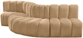 Meridian Furniture - Arc Velvet 5 Piece Sectional in Camel - 103Camel-S5B - GreatFurnitureDeal