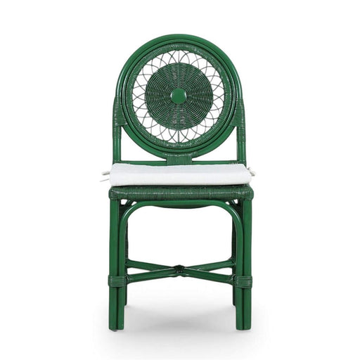 Bramble - Oceana Rattan Dining Chair in Jade Green w/ Arctic White Performance Fabric (Set of 2) - 28458JGRSF204---- - GreatFurnitureDeal