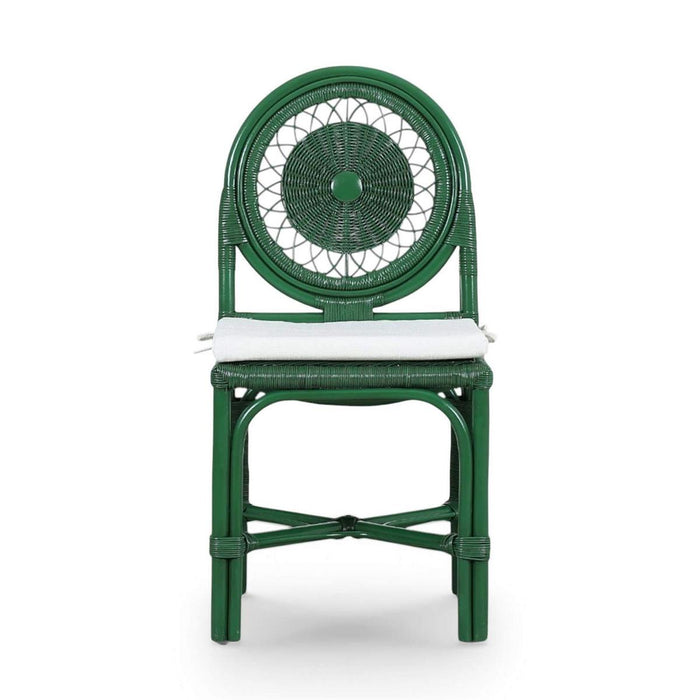 Bramble - Oceana Rattan Dining Chair in Jade Green w/ Arctic White Performance Fabric (Set of 2) - 28458JGRSF204----