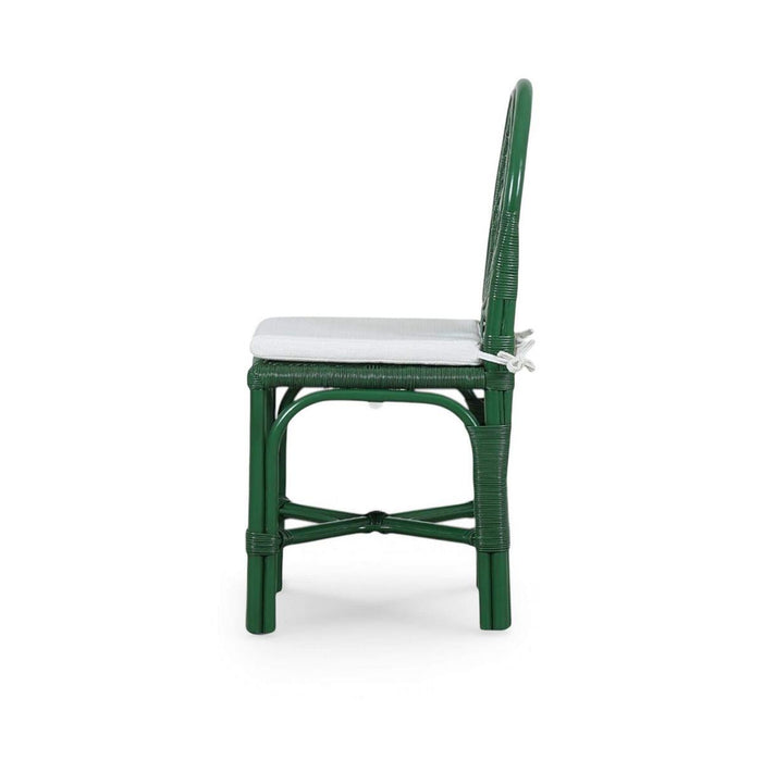 Bramble - Oceana Rattan Dining Chair in Jade Green w/ Arctic White Performance Fabric (Set of 2) - 28458JGRSF204----