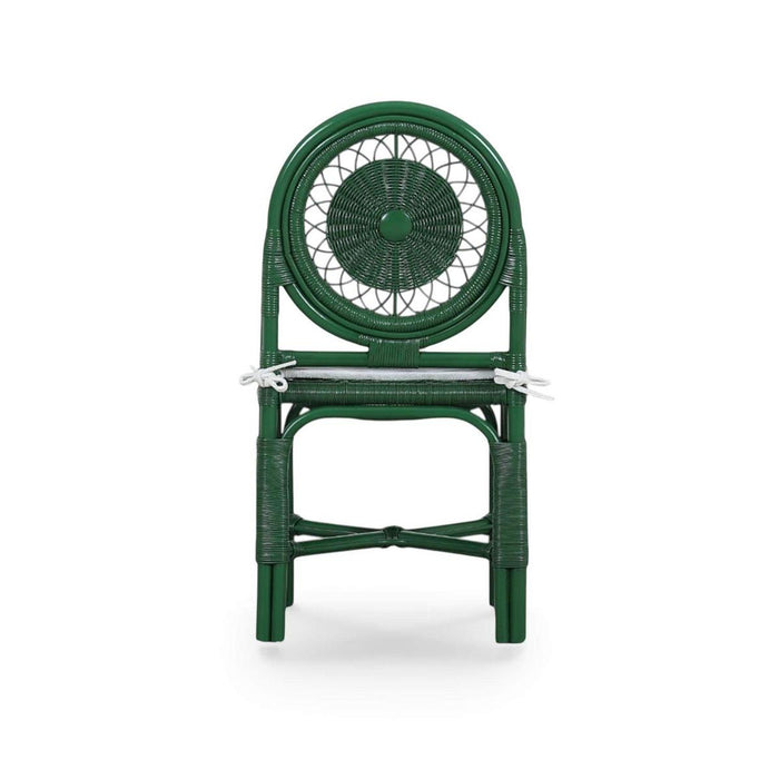 Bramble - Oceana Rattan Dining Chair in Jade Green w/ Arctic White Performance Fabric (Set of 2) - 28458JGRSF204----