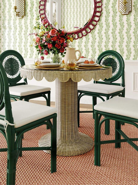 Bramble - Oceana Rattan Dining Chair in Jade Green w/ Arctic White Performance Fabric (Set of 2) - 28458JGRSF204----