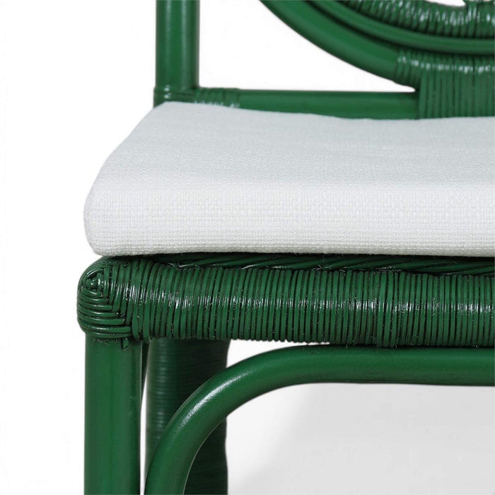 Bramble - Oceana Rattan Dining Chair in Jade Green w/ Arctic White Performance Fabric (Set of 2) - 28458JGRSF204----