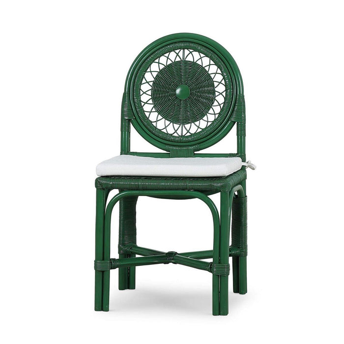 Bramble - Oceana Rattan Dining Chair in Jade Green w/ Arctic White Performance Fabric (Set of 2) - 28458JGRSF204----