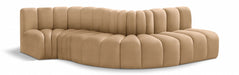 Meridian Furniture - Arc Velvet 5 Piece Sectional in Camel - 103Camel-S5B - GreatFurnitureDeal