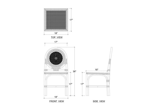 Bramble - Oceana Rattan Dining Chair in Natural Rattan w/ Arctic White Performance Fabric -Set of 2- 28458RNATSF204---- - GreatFurnitureDeal