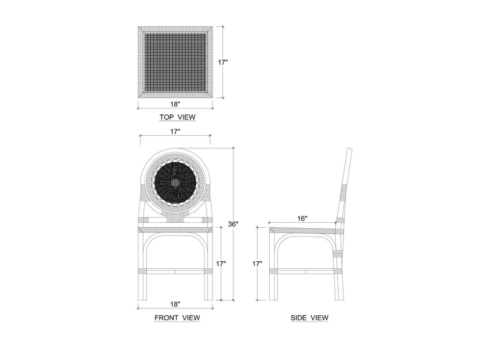 Bramble - Oceana Rattan Dining Chair in Natural Rattan w/ Arctic White Performance Fabric -Set of 2- 28458RNATSF204---- - GreatFurnitureDeal