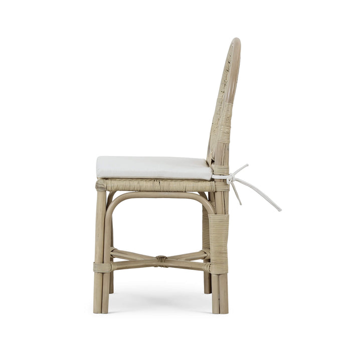 Bramble - Oceana Rattan Dining Chair in Natural Rattan w/ Arctic White Performance Fabric -Set of 2- 28458RNATSF204---- - GreatFurnitureDeal