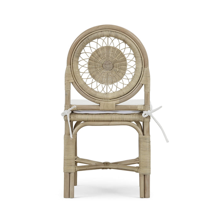 Bramble - Oceana Rattan Dining Chair in Natural Rattan w/ Arctic White Performance Fabric -Set of 2- 28458RNATSF204---- - GreatFurnitureDeal