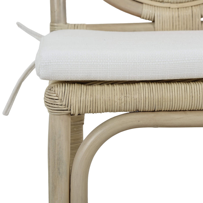 Bramble - Oceana Rattan Dining Chair in Natural Rattan w/ Arctic White Performance Fabric -Set of 2- 28458RNATSF204---- - GreatFurnitureDeal