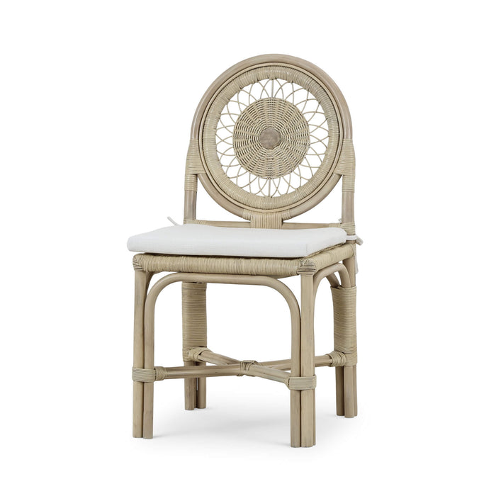 Bramble - Oceana Rattan Dining Chair in Natural Rattan w/ Arctic White Performance Fabric -Set of 2- 28458RNATSF204---- - GreatFurnitureDeal