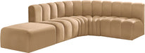 Meridian Furniture - Arc Velvet 5 Piece Sectional in Camel - 103Camel-S5C - GreatFurnitureDeal