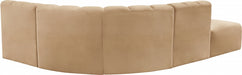 Meridian Furniture - Arc Velvet 5 Piece Sectional in Camel - 103Camel-S5C - GreatFurnitureDeal