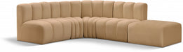 Meridian Furniture - Arc Velvet 5 Piece Sectional in Camel - 103Camel-S5C - GreatFurnitureDeal