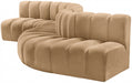 Meridian Furniture - Arc Velvet 6 Piece Sectional in Camel - 103Camel-S6A - GreatFurnitureDeal