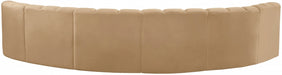 Meridian Furniture - Arc Velvet 6 Piece Sectional in Camel - 103Camel-S6B - GreatFurnitureDeal