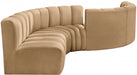 Meridian Furniture - Arc Velvet 6 Piece Sectional in Saddle - 103Saddle-S6D - GreatFurnitureDeal