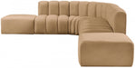 Meridian Furniture - Arc Velvet 7 Piece Sectional in Camel - 103Camel-S7A - GreatFurnitureDeal