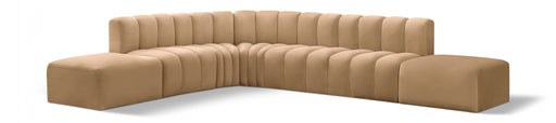 Meridian Furniture - Arc Velvet 7 Piece Sectional in Camel - 103Camel-S7A - GreatFurnitureDeal