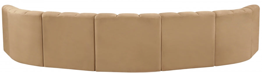 Meridian Furniture - Arc Velvet 7 Piece Sectional in Camel - 103Camel-S7B