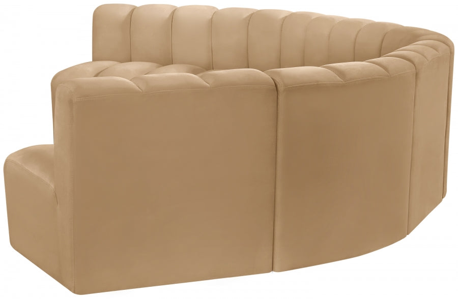 Meridian Furniture - Arc Velvet 7 Piece Sectional in Camel - 103Camel-S7B