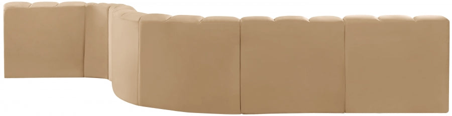 Meridian Furniture - Arc Velvet 7 Piece Sectional in Camel - 103Camel-S7C