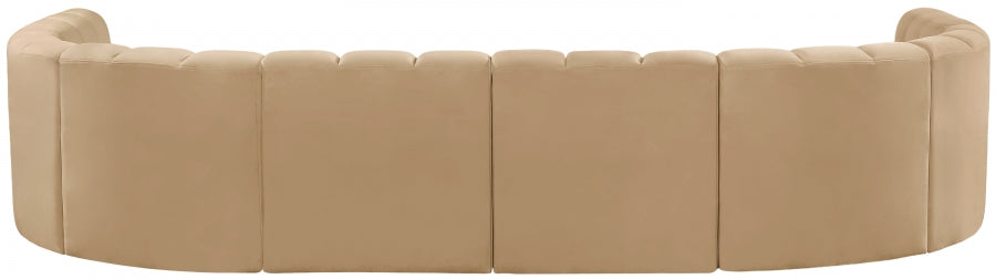 Meridian Furniture - Arc Velvet 8 Piece Sectional in Camel - 103Camel-S8A