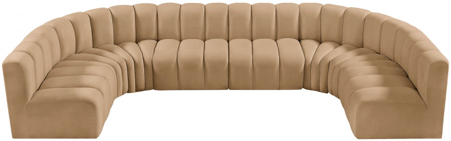 Meridian Furniture - Arc Velvet 8 Piece Sectional in Camel - 103Camel-S8A