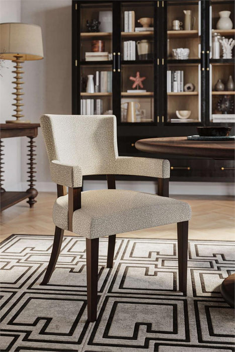 Bramble - Genevieve Dining Chair in Walnut w/ Boucle Sand Performance Fabric (Set of 2) - 28467WLTSF212----