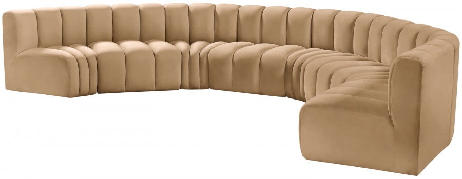 Meridian Furniture - Arc Velvet 8 Piece Sectional in Camel - 103Camel-S8B - GreatFurnitureDeal