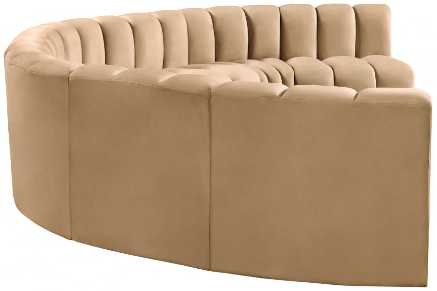 Meridian Furniture - Arc Velvet 8 Piece Sectional in Camel - 103Camel-S8B - GreatFurnitureDeal