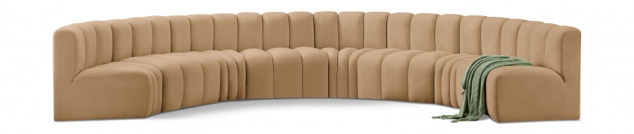 Meridian Furniture - Arc Velvet 8 Piece Sectional in Camel - 103Camel-S8B - GreatFurnitureDeal