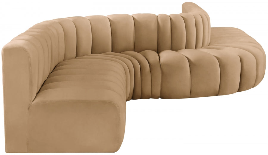 Meridian Furniture - Arc Velvet 8 Piece Sectional in Camel - 103Camel-S8C - GreatFurnitureDeal