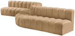 Meridian Furniture - Arc Velvet 8 Piece Sectional in Camel - 103Camel-S8C - GreatFurnitureDeal