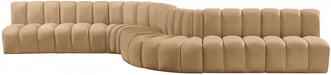 Meridian Furniture - Arc Velvet 8 Piece Sectional in Camel - 103Camel-S8C - GreatFurnitureDeal