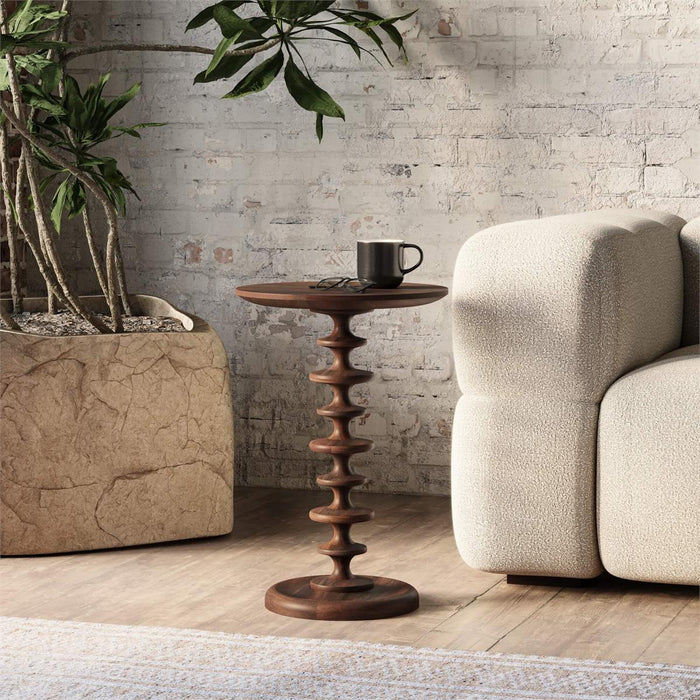 Bramble - Milano Round Side Table in Walnut - 28469WLT----- - GreatFurnitureDeal