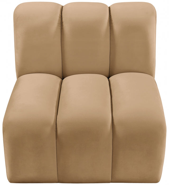 Meridian Furniture - Arc Velvet Modular Chair in Camel - 103Camel-ST - GreatFurnitureDeal