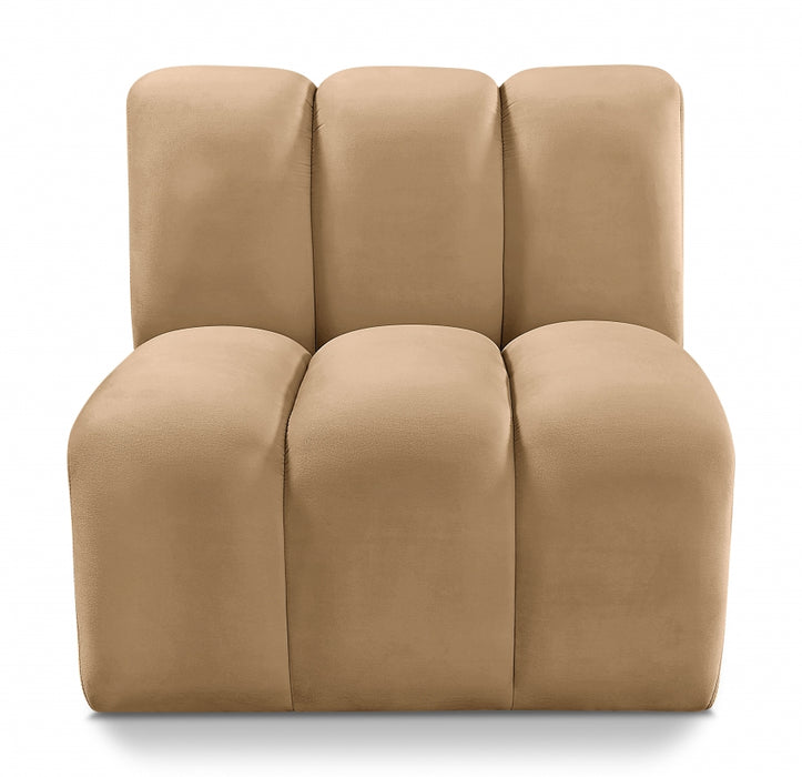 Meridian Furniture - Arc Velvet Modular Chair in Camel - 103Camel-ST - GreatFurnitureDeal