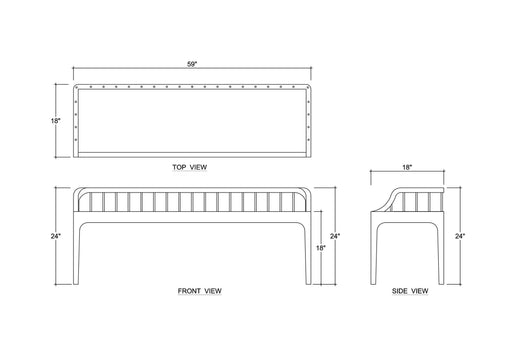 Bramble - Versai Fluted Bench in Fruitwood w/ Natural Performance Fabric - 28471FRWSF215---- - GreatFurnitureDeal